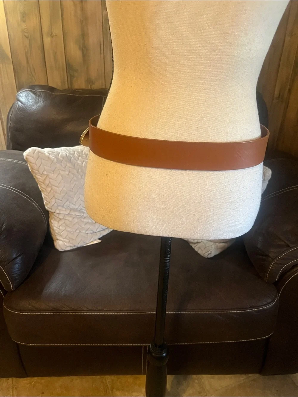LOFT Brown Leather Belt with Gold Tone Hardware Cowgirl Western Boho